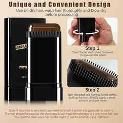 Instant Root Touch-Up Hair Color Comb Stick – Waterproof Gray Coverage for Black & Brown Hair